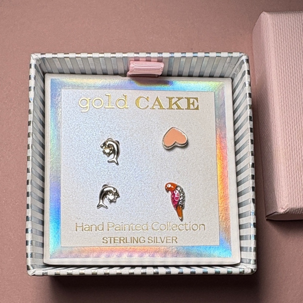 Gold Cake Sterling Silver Earring Set